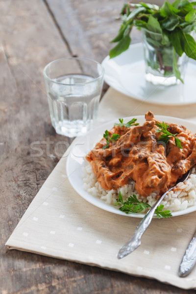 Plat riz boeuf blanche plaque alimentaire [[stock_photo]] © TanaCh