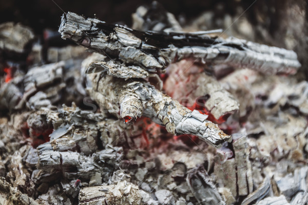 Remains of wood coal and ashes after the combustion of firewood. Stock photo © TanaCh