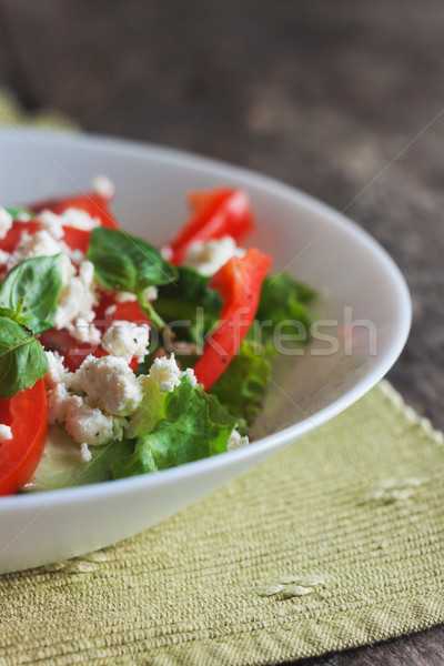 Salade blanche plaque bois alimentaire [[stock_photo]] © TanaCh