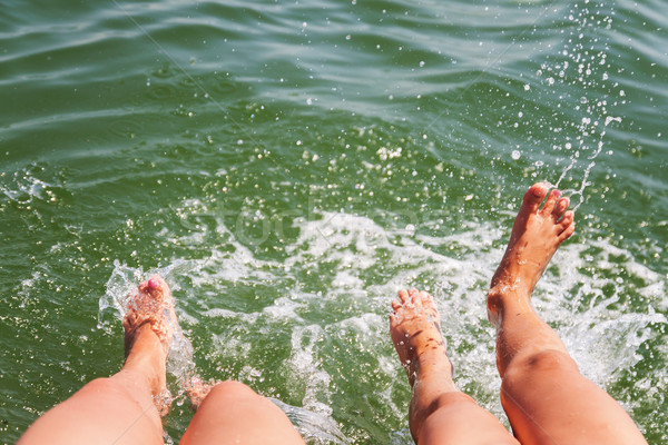Deux pieds Splash eau femme heureux [[stock_photo]] © TanaCh