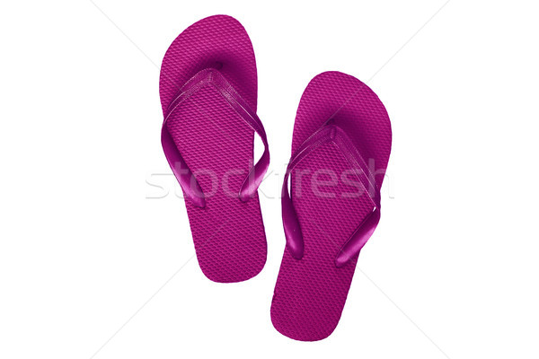 Pink-purple rubber flip flops, isolated on white background Stock photo © TanaCh