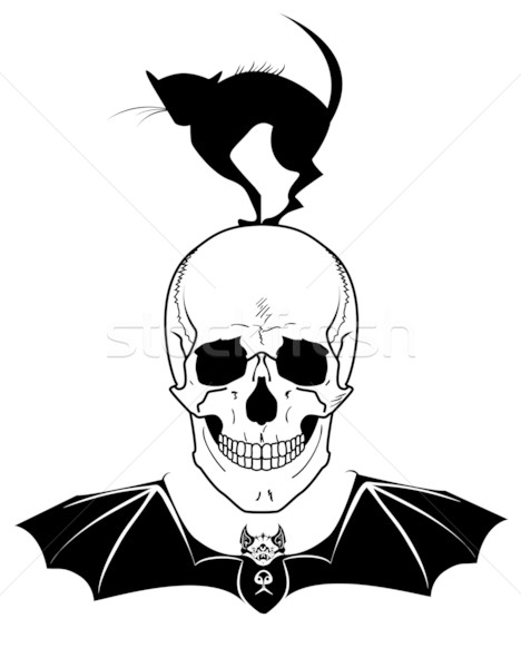 skull, cat and bat Stock photo © tanais