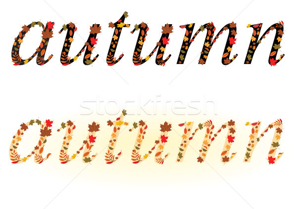 Herbstlich Vektor Text Blätter Ahorn Esche Stock foto © tanais