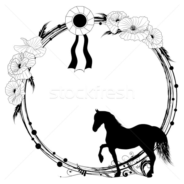 Floral Rahmen Pferd Vektor Vergabe Hintergrund Stock foto © tanais
