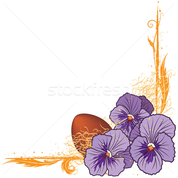 [[stock_photo]]: Frontière · violette · oeuf · vecteur · floral · eps