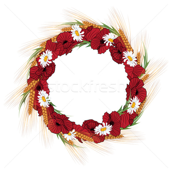 wreath of poppies, daisies and ears of wheat Stock photo © tanais