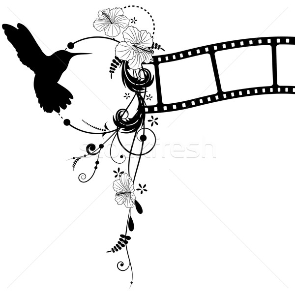 Сток-фото: Hummingbird · гибискуса · Диафильм · вектора · фильма · дизайна