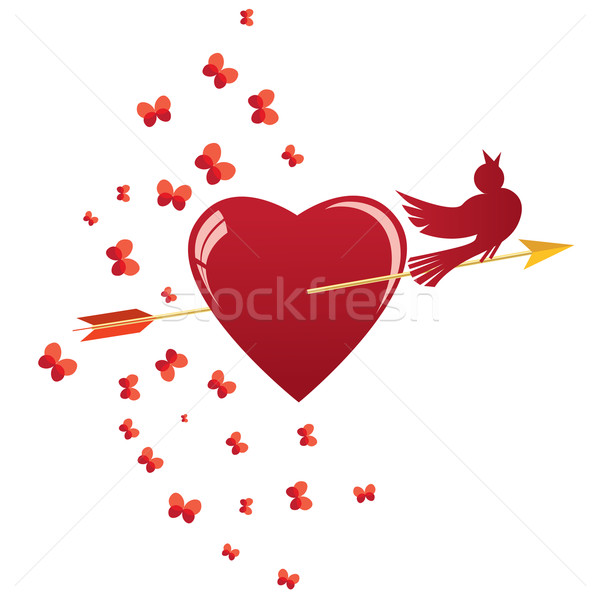 heart, bird and arrow Stock photo © tanais