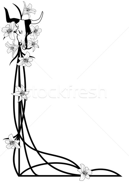 Stier schedel lelies vector halloween illustratie Stockfoto © tanais