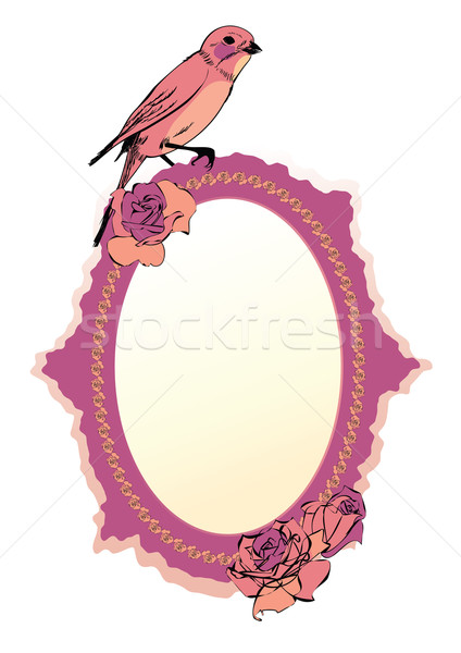 Stock photo: floral frame with bird