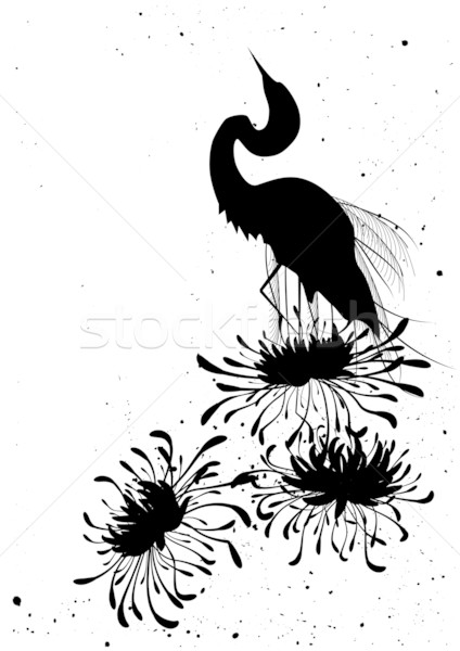 chrysanthemum and heron Stock photo © tanais
