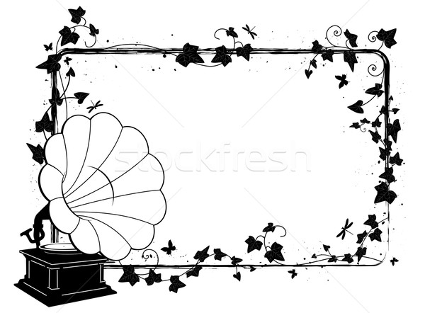 ivy frame with gramophone Stock photo © tanais