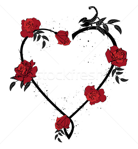 Valentine cadru trandafiri scorpion vector dragoste Imagine de stoc © tanais