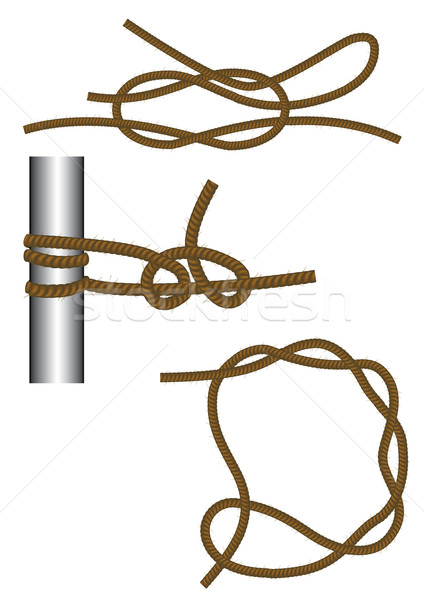 Sea knot: reef, round turn and half hitches and timber hitch. Stock photo © tanais