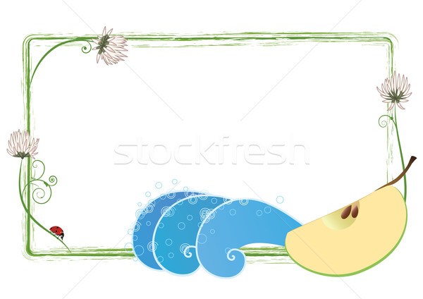 [[stock_photo]]: Cadre · trèfle · fleurs · pomme · coccinelle · vecteur