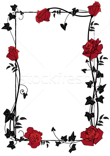 frame with roses, ivy and butterflies Stock photo © tanais
