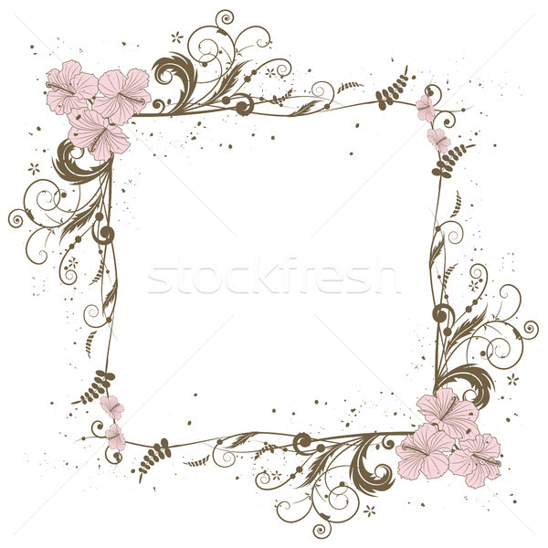 Floral Rahmen Vektor Blumen Hibiskus Blume Stock foto © tanais