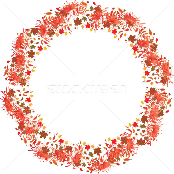 Herbstlich Vektor Rahmen Chrysantheme Blätter Ahorn Stock foto © tanais
