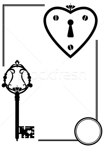 Buraco de fechadura velho chave vetor conjunto preto e branco Foto stock © tanais