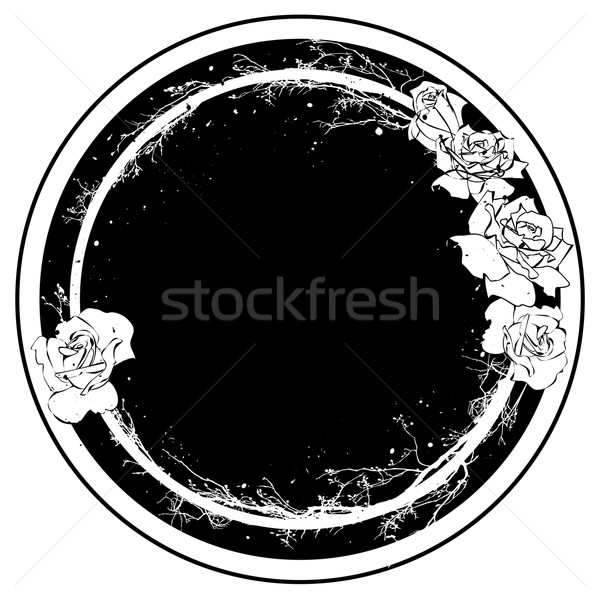 Stok fotoğraf: Güller · çerçeve · vektör · çiçekler · siyah · beyaz