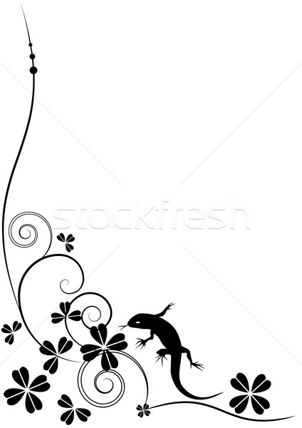 Shamrock lézard vecteur blanc noir couleur trèfle [[stock_photo]] © tanais