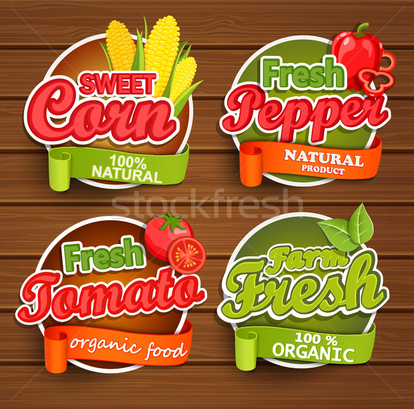 Fazenda alimentos frescos etiqueta fresco alimentos orgânicos Foto stock © tandaV