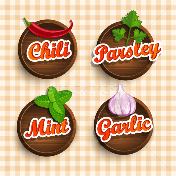 Stickers of spices. Stock photo © tandaV