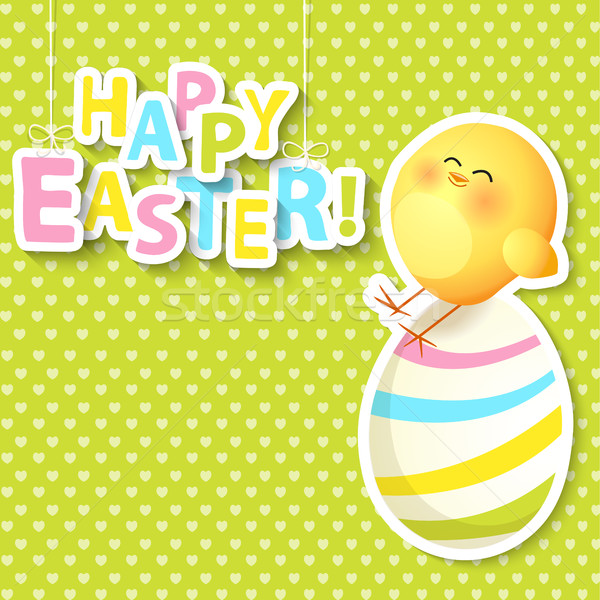 Cartão ovo frango desenho animado colorido Foto stock © tandaV