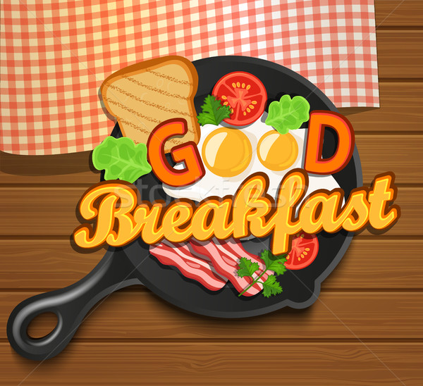 Inglês café da manhã vetor ovo frito tomates bacon Foto stock © tandaV