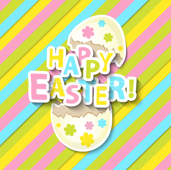 Paste fericit felicitare desen animat ou ouă colorat Imagine de stoc © tandaV