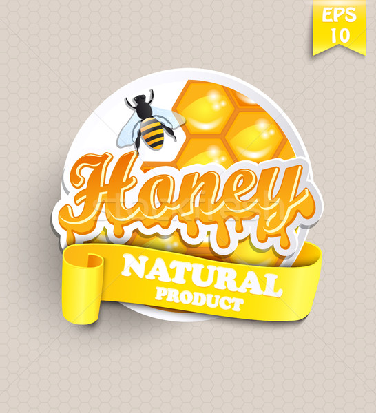 Etiket bal petek arı şerit metin Stok fotoğraf © tandaV