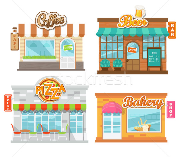 Vector illustration flat cafes and shop. Stock photo © tandaV