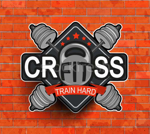 Crossfit godło symbol etykiety logo fitness Zdjęcia stock © tandaV