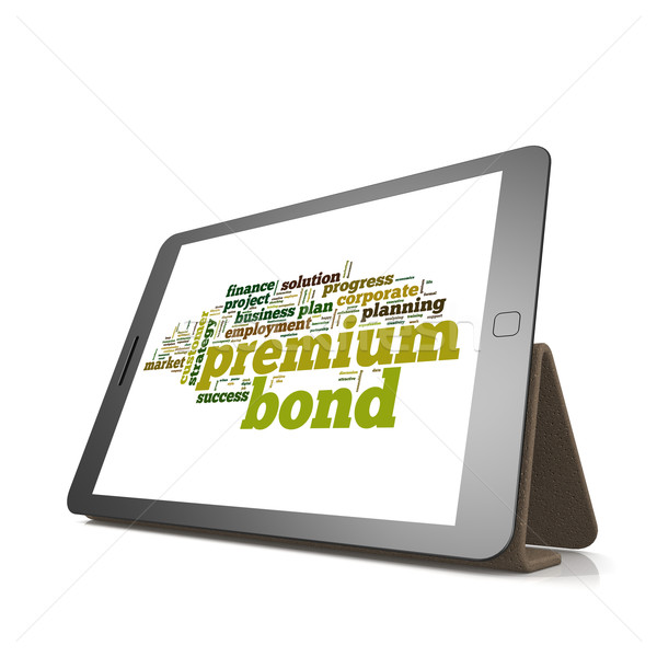 Premium bond word cloud on tablet Stock photo © tang90246