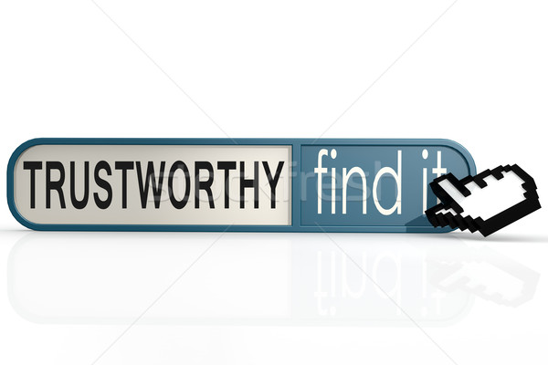 Trustworthy word on the blue find it banner  Stock photo © tang90246