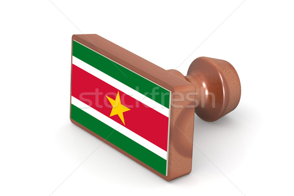 Wooden stamp with Suriname flag Stock photo © tang90246