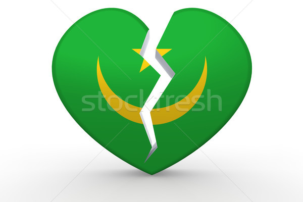 Broken white heart shape with Mauritania flag Stock photo © tang90246