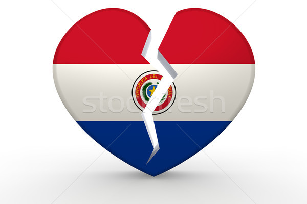 Broken white heart shape with Paraguay flag Stock photo © tang90246