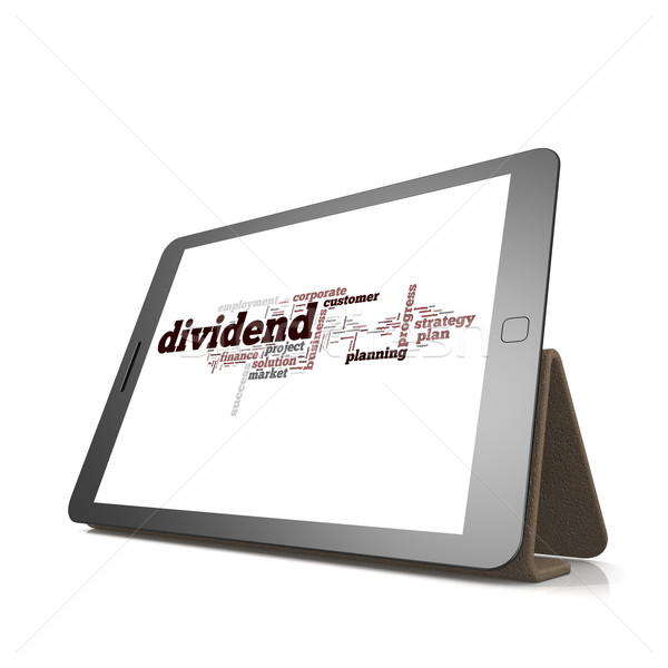 Dividend word cloud on tablet Stock photo © tang90246