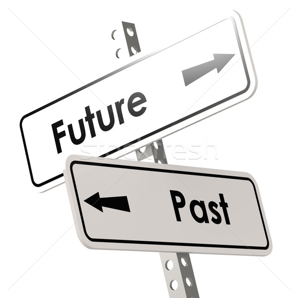 Future and past road sign in white color Stock photo © tang90246