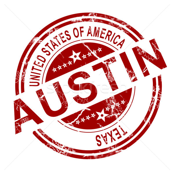 Austin bélyeg fehér piros 3D renderelt kép Stock fotó © tang90246