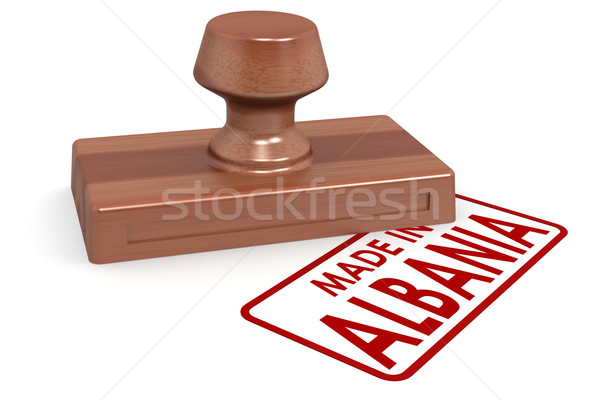 Wooden stamp made in Albania Stock photo © tang90246