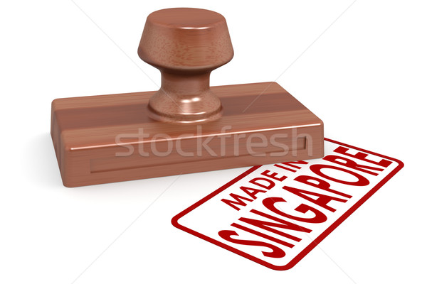 Wooden stamp made in Singapore Stock photo © tang90246