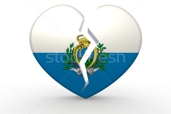 Broken white heart shape with San Marino flag Stock photo © tang90246