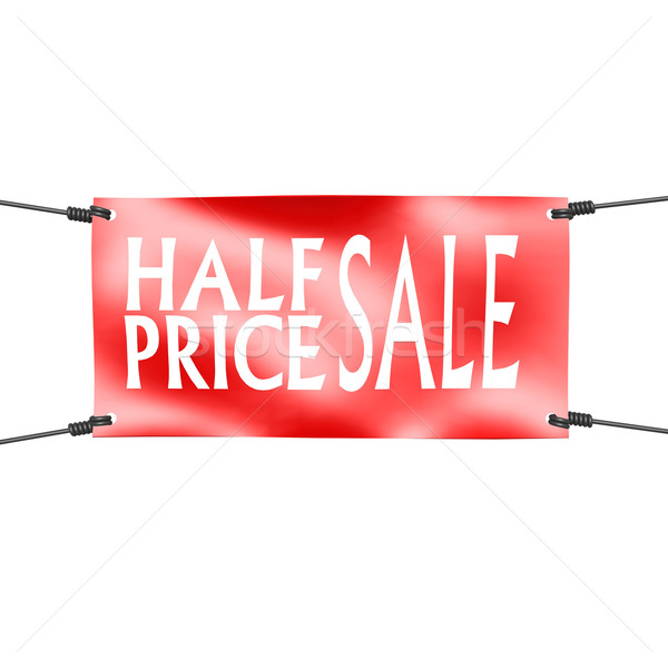Banner half price sale with four ropes on the corner Stock photo © tang90246