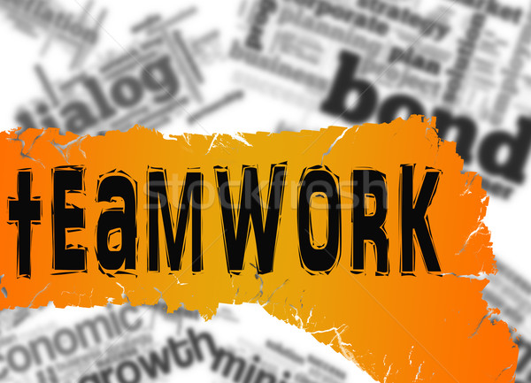 Word cloud with teamwork word on yellow and red banner Stock photo © tang90246