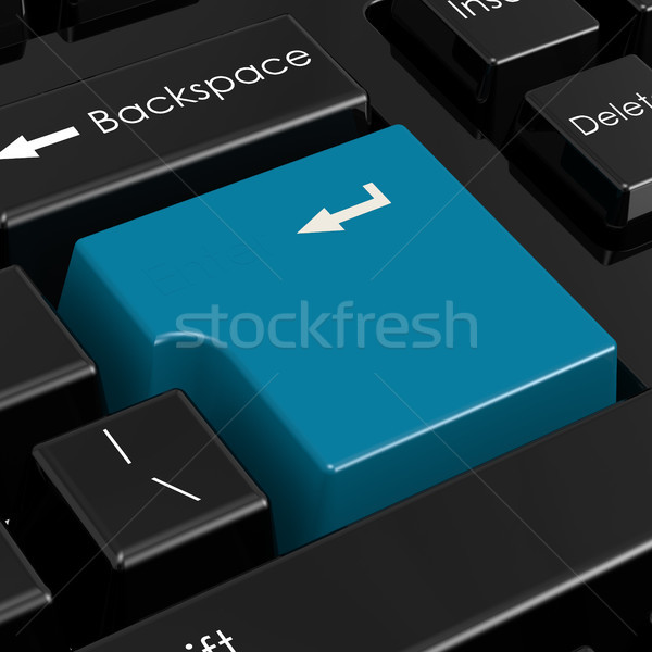 Stockfoto: Blauw · knop · zwarte · toetsenbord · afbeelding