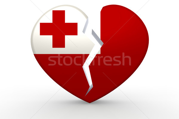 Broken white heart shape with Tonga flag Stock photo © tang90246