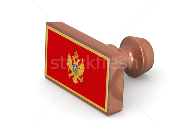 Holz Stempel Montenegro Flagge Bild gerendert Stock foto © tang90246