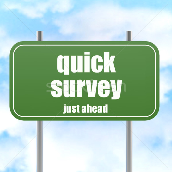 Quick survey, just ahead green road sign Stock photo © tang90246